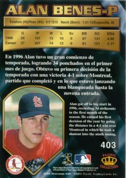 1997 Pacific Crown Collection - Silver #403 Alan Benes Back