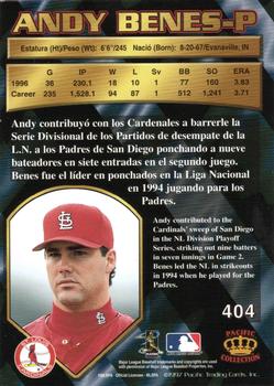 1997 Pacific Crown Collection - Silver #404 Andy Benes Back