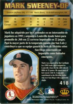 1997 Pacific Crown Collection - Silver #418 Mark Sweeney Back