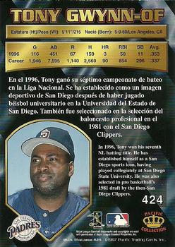 1997 Pacific Crown Collection - Silver #424 Tony Gwynn Back