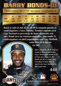 1997 Pacific Crown Collection - Silver #440 Barry Bonds Back
