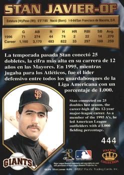 1997 Pacific Crown Collection - Silver #444 Stan Javier Back