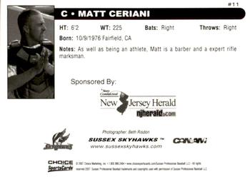 2007 Choice Sussex Skyhawks #7 Matt Ceriani Back
