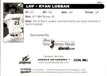 2007 Choice Sussex Skyhawks #15 Ryan Lobban Back