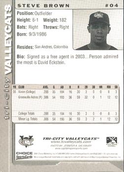 2007 Choice Tri-City ValleyCats #04 Steve Brown Back