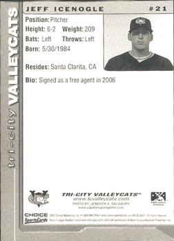 2007 Choice Tri-City ValleyCats #21 Jeff Icenogle Back