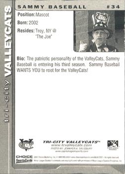 2007 Choice Tri-City ValleyCats #34 Sammy Baseball Back