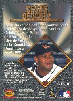 1997 Pacific Prism Invincible - Gems of the Diamond #GD-10 Cesar Devarez Back