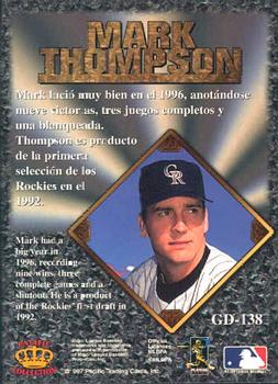 1997 Pacific Prism Invincible - Gems of the Diamond #GD-138 Mark Thompson Back