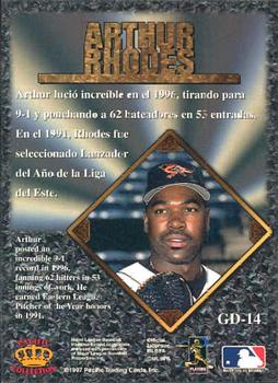 1997 Pacific Prism Invincible - Gems of the Diamond #GD-14 Arthur Rhodes Back