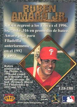 1997 Pacific Prism Invincible - Gems of the Diamond #GD-180 Ruben Amaro Jr. Back