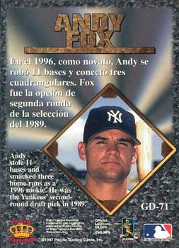 1997 Pacific Prism Invincible - Gems of the Diamond #GD-71 Andy Fox Back