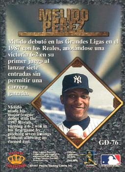 1997 Pacific Prism Invincible - Gems of the Diamond #GD-76 Melido Perez Back