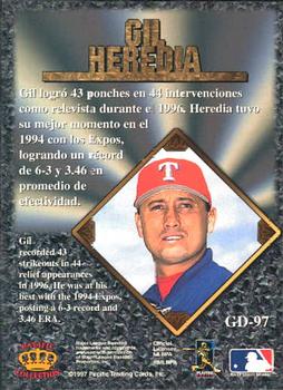 1997 Pacific Prism Invincible - Gems of the Diamond #GD-97 Gil Heredia Back