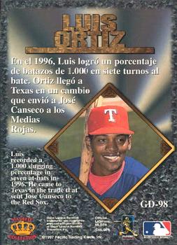 1997 Pacific Prism Invincible - Gems of the Diamond #GD-98 Luis Ortiz Back