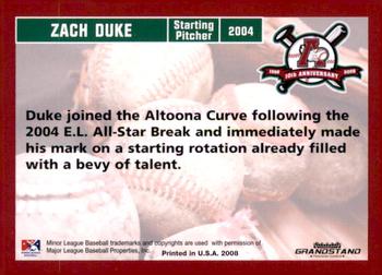 2008 Grandstand Altoona Curve 10th Anniversary #NNO Zach Duke Back