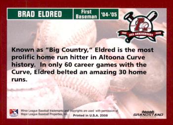 2008 Grandstand Altoona Curve 10th Anniversary #NNO Brad Eldred Back