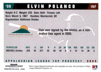 2008 Grandstand Appalachian League Top Prospects #NNO Elvin Polanco Back