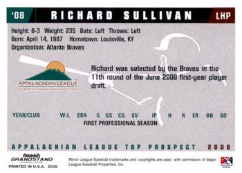2008 Grandstand Appalachian League Top Prospects #NNO Richard Sullivan Back