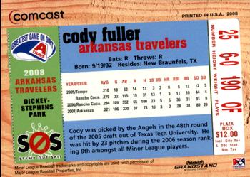 2008 Grandstand Arkansas Travelers #NNO Cody Fuller Back