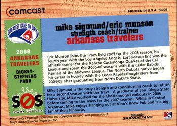 2008 Grandstand Arkansas Travelers #NNO Mike Sigmund / Eric Munson Back