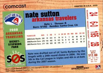 2008 Grandstand Arkansas Travelers #NNO Nate Sutton Back
