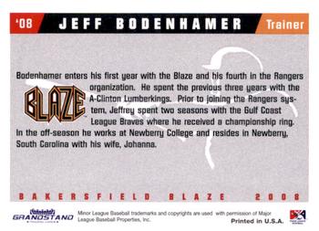 2008 Grandstand Bakersfield Blaze #NNO Jeff Bodenhamer Back