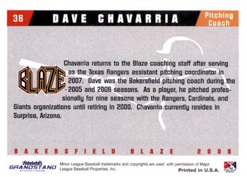 2008 Grandstand Bakersfield Blaze #NNO Dave Chavarria Back