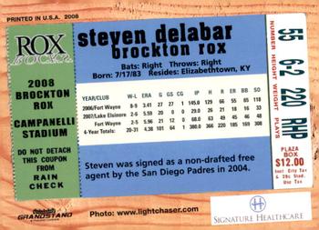 2008 Grandstand Brockton Rox #NNO Steven Delabar Back