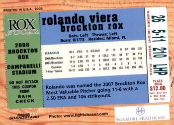 2008 Grandstand Brockton Rox #NNO Rolando Viera Back
