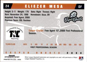 2008 Grandstand Casper Ghosts #NNO Eliezer Mesa Back