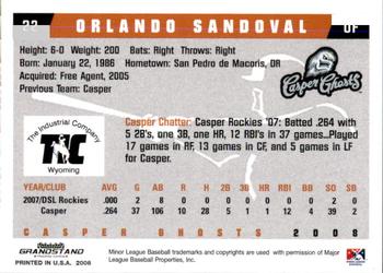 2008 Grandstand Casper Ghosts #NNO Orlando Sandoval Back
