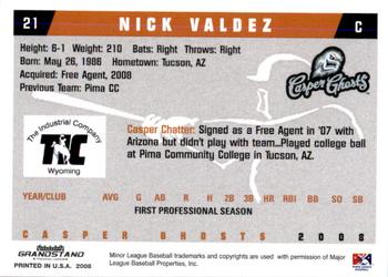 2008 Grandstand Casper Ghosts #NNO Nick Valdez Back