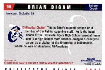 2008 Grandstand Chillicothe Paints #2 Brian Bigam Back