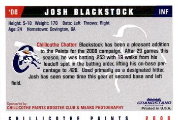2008 Grandstand Chillicothe Paints #3 Josh Blackstock Back