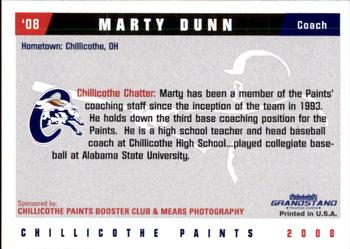 2008 Grandstand Chillicothe Paints #10 Marty Dunn Back
