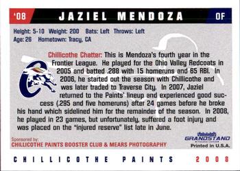 2008 Grandstand Chillicothe Paints #21 Jaziel Mendoza Back