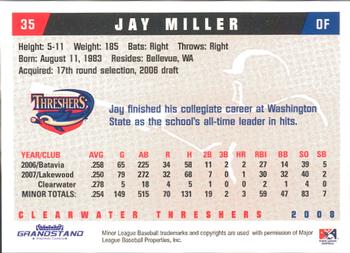 2008 Grandstand Clearwater Threshers #NNO Jay Miller Back