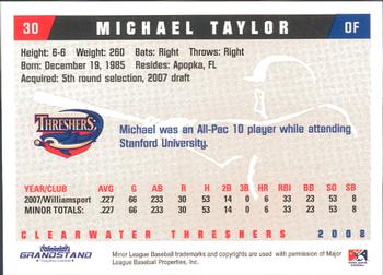 2008 Grandstand Clearwater Threshers #NNO Michael Taylor Back