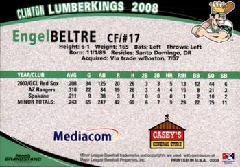 2008 Grandstand Clinton LumberKings #NNO Engel Beltre Back