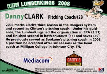 2008 Grandstand Clinton LumberKings #NNO Danny Clark Back