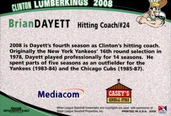 2008 Grandstand Clinton LumberKings #NNO Brian Dayett Back
