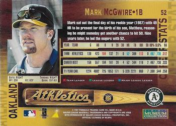 1997 Pinnacle - Museum Collection #52 Mark McGwire Back