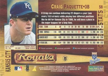 1997 Pinnacle - Museum Collection #58 Craig Paquette Back