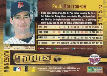 1997 Pinnacle - Museum Collection #78 Paul Molitor Back