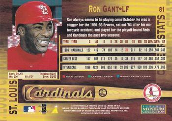 1997 Pinnacle - Museum Collection #81 Ron Gant Back