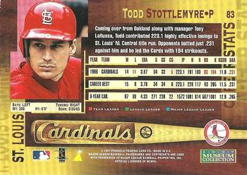 1997 Pinnacle - Museum Collection #83 Todd Stottlemyre Back