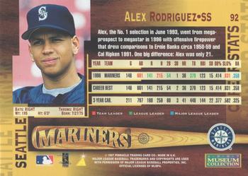 1997 Pinnacle - Museum Collection #92 Alex Rodriguez Back