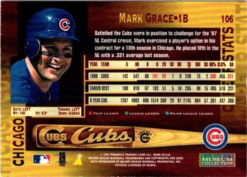 1997 Pinnacle - Museum Collection #106 Mark Grace Back