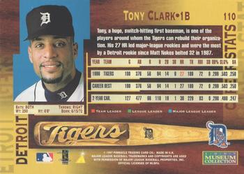 1997 Pinnacle - Museum Collection #110 Tony Clark Back